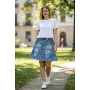 Foxhole Womens Sz 12 Denim A-Line Skirt Embroidered Pockets‎ Vintage western Y2K